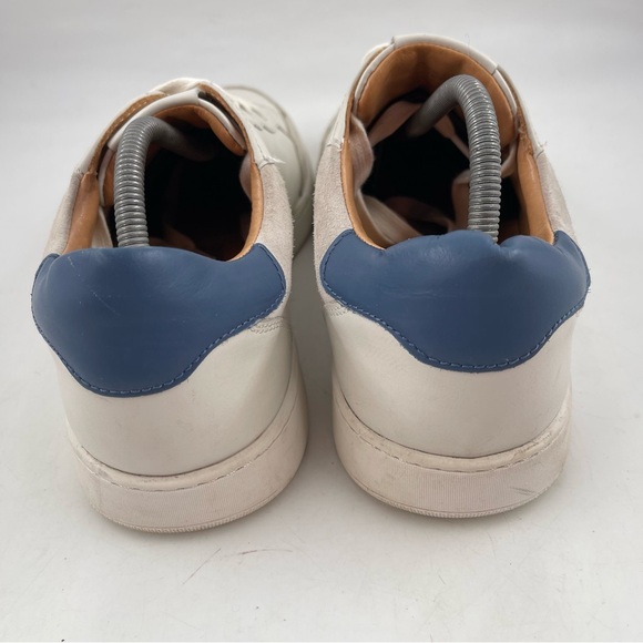 Vittorio Russo Mens Remington-SZ 11-Soft White Blue Leather Lace-Up Sneaker Shoe